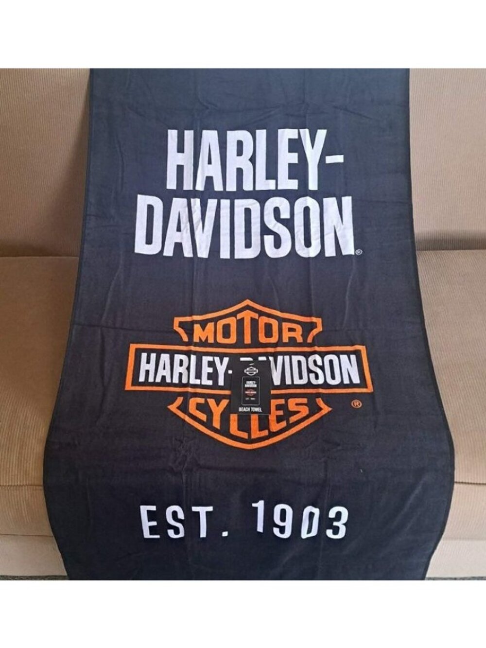 Trademark Logo Harley Davidson Beach Bath Pool Gift Towel Motorcycle Bike Biker